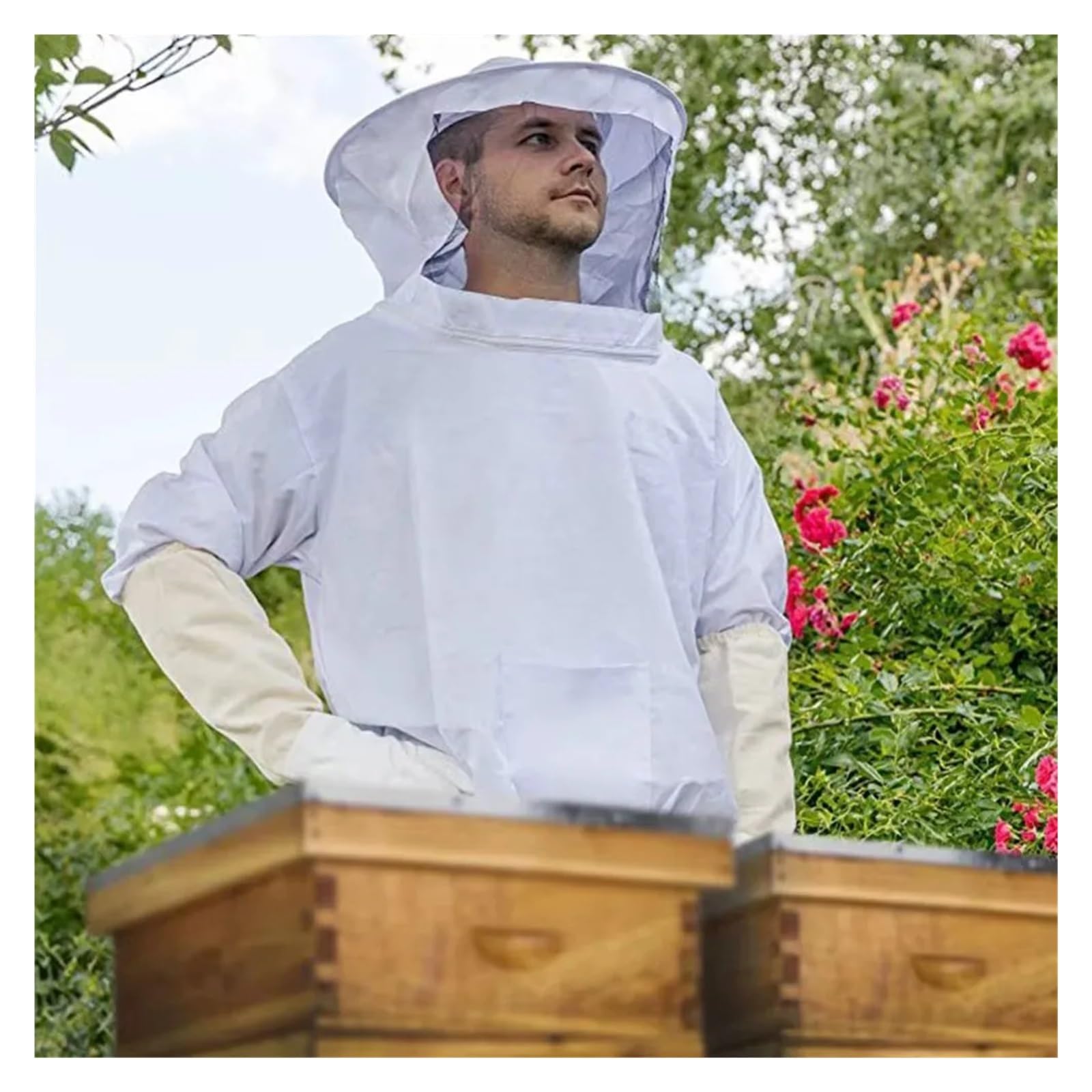 Siamese Beekeeping Suit Bee Clothes Half Jacket Bee-Keeping Suit with Hat Bee-bite Protection