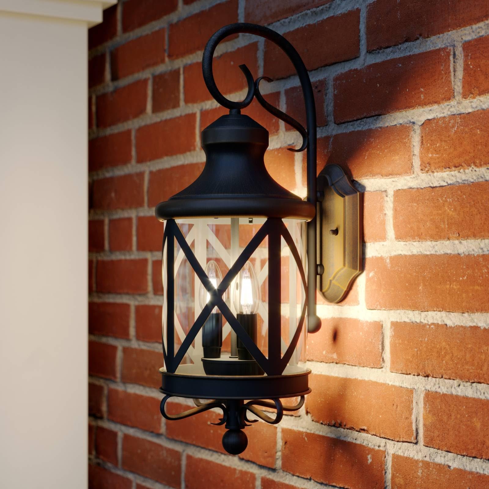 Lindby Wandlampe außen Laterne rostfarben, Aussenwandleuchte IP23 3x E14 max. 40W ohne Leuchtmittel Außenleuchte Hauswand Wandleuchte aussen