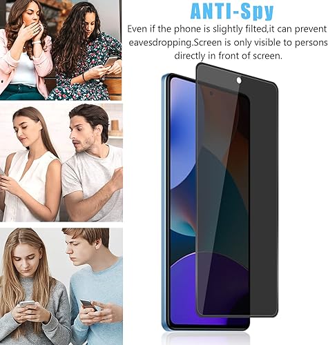 Miniatura 4 de Protector de pantalla de privacidad de cobertura completa para Xiaomi Redmi Note 12 Pro (4G/5G) (2 paquetes) + protector de lente de cámara (2