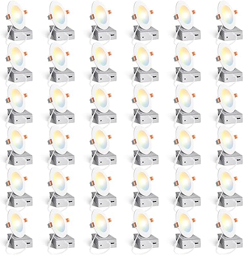 Miniatura 8 de Amico ETL&FCC - Paquete de 36 luces LED empotrables ultrafinas de 6 pulgadas con caja de conexiones, 2700K3000K3500K4000K5000K seleccionable, 12W