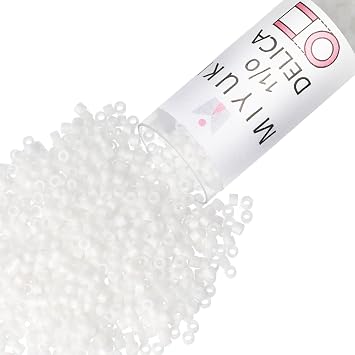 Miyuki Delica Seed Beads Size 11/0 1.6 mm, DB0351, Matte White, 7.2 g, Approx. 1440 Beads, Made in Japan