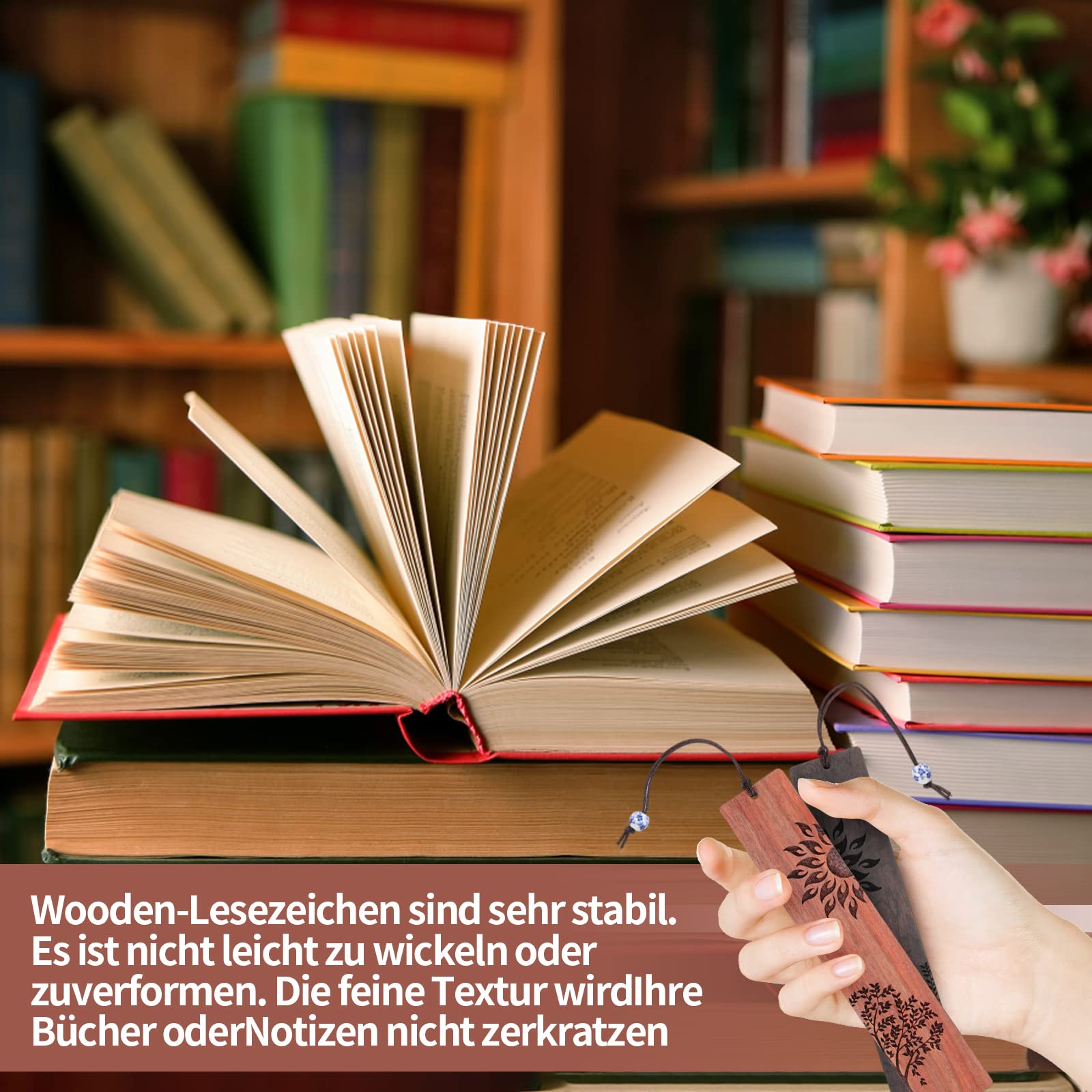 Segnalibri In Legno Albero Del Sole - Set Da 4, Regalo Compleanno Per Amiche, Personalizzati E Eleganti - Foto 12