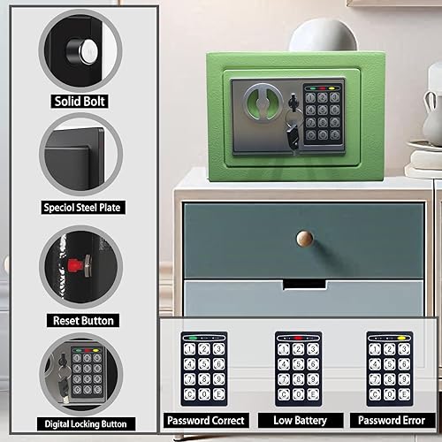 Miniatura 26 de Caja de seguridad digital electrónica con teclado de bloqueo de lujo, para el hogar, oficina, hotel, negocio, joyería, armas, efectivo, Blanco