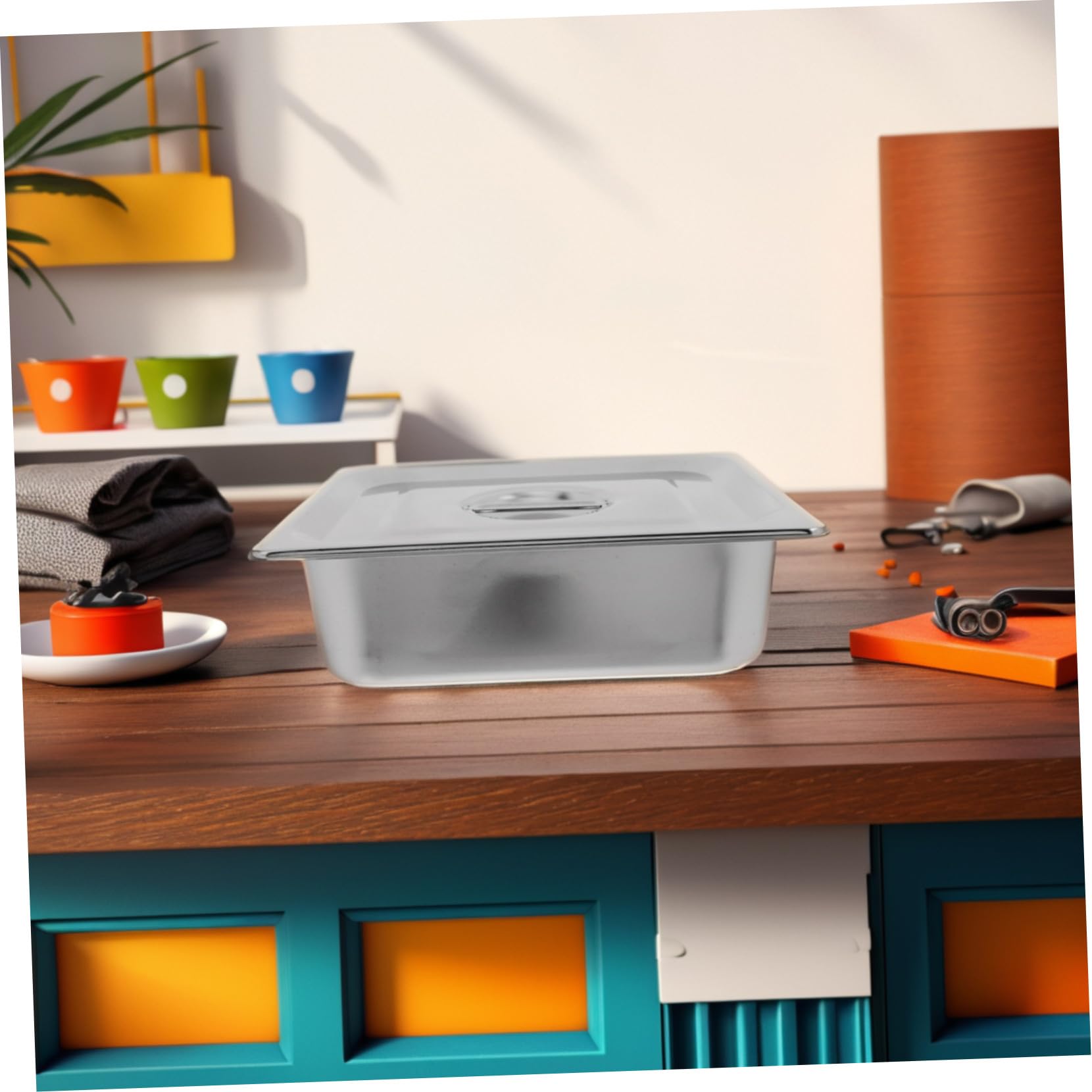 Sartén de acero inoxidable con tapa, recipiente de catering de tamaño 1/1 para eventos, fiestas y reuniones grandes, calentador de alimentos duradero y versátil, elegante acabado plateado