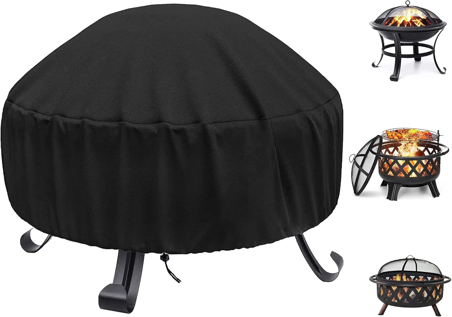 WLEAFJ Fire Pit Cover Round for Fire Pit 22 Inch – 34 Inch, 420D Heavy Duty Oxford Fabric Firepit Cover Round, Full Coverage Patio Outdoor Fireplace Cover, Waterproof Fire Bowl Cover : Patio, Lawn & Garden