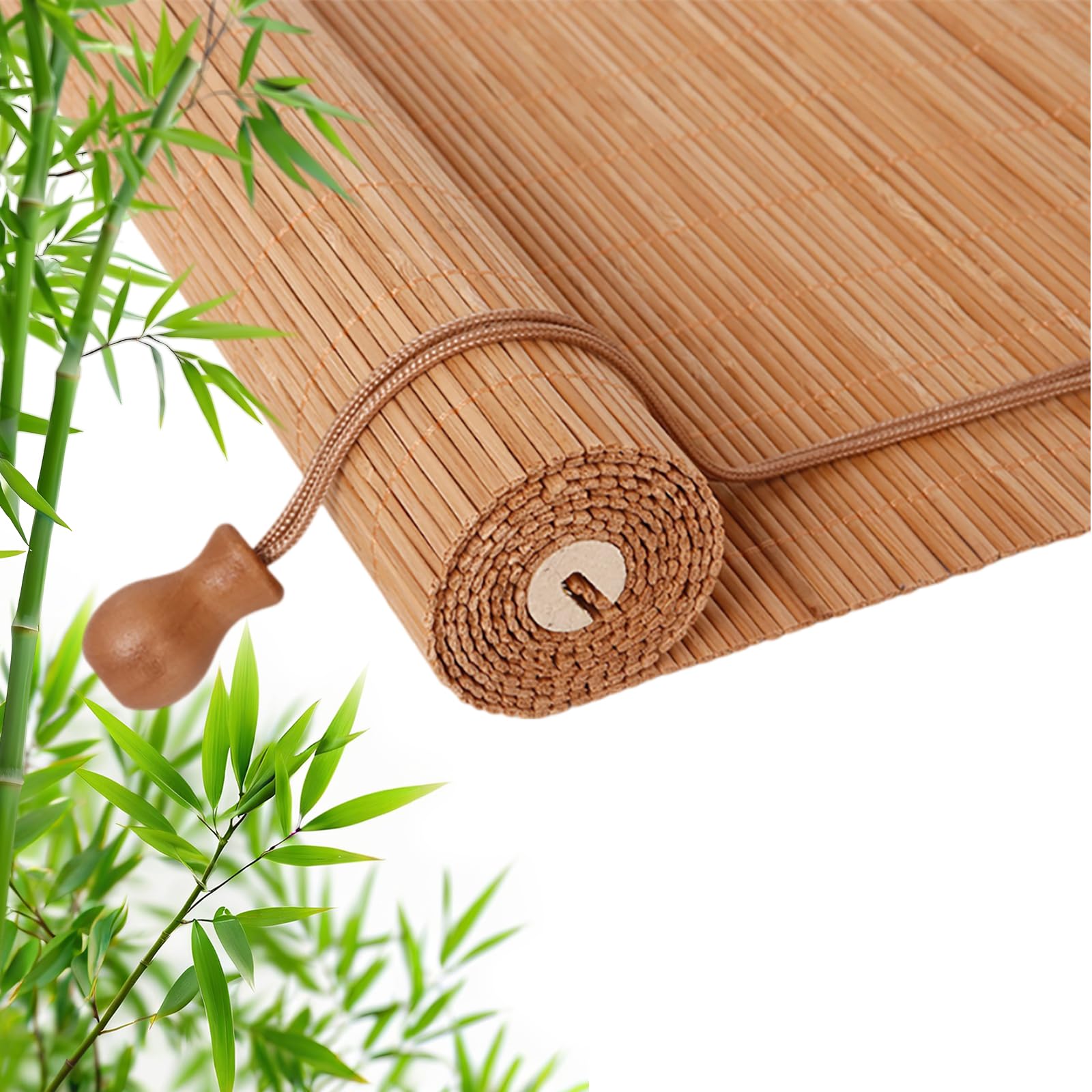 Retro Bamboo Roller Blinds, Natural Wood Window Shades Blinds Anti-UV Dustproof Decorative Curtain, Screen Partition Blind, for Indoor/Outdoor/Garden