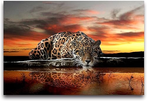 Miniatura 6 de Cliouar - Papel pintado 3D de leopardo de animales para despegar y pegar 98 x 58 pulgadas