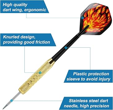 GWHOLE 12 Pcs Tip Darts with National Flag Flights, Extra 16 Flights and 12 Shafts Included