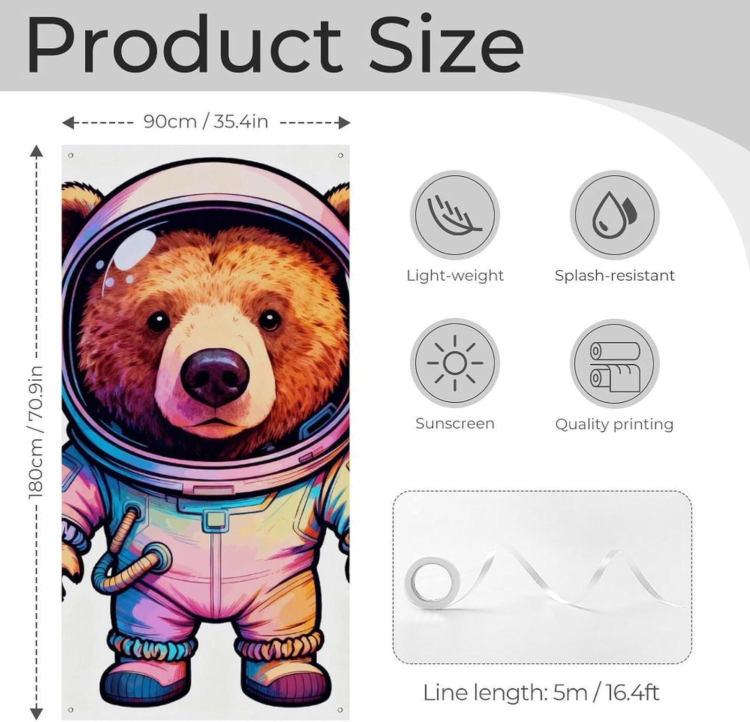 Astronaut Animal Art Decoration Door Banner Welcome Door Cover image 2