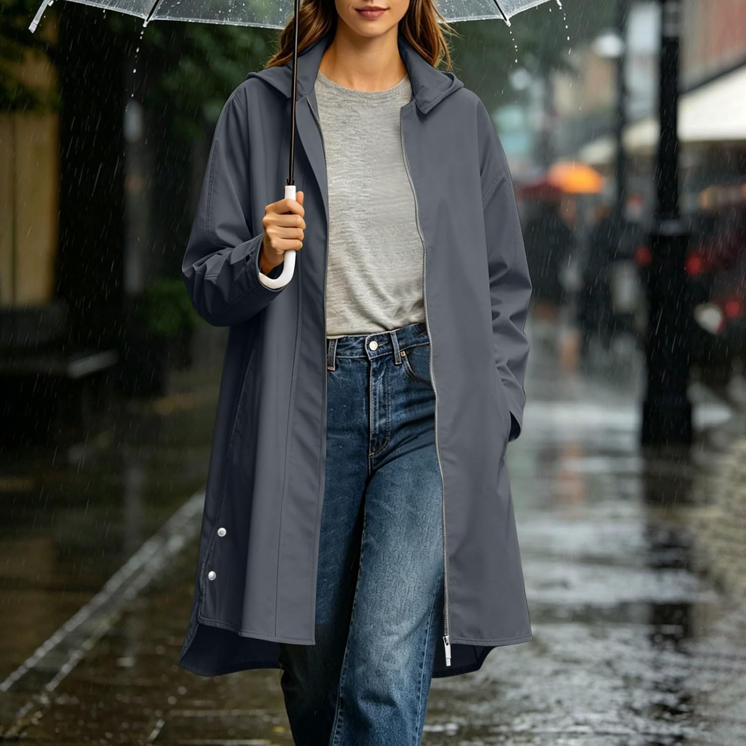 Color Block Jacket for Women Hooded Zip Up Windbreaker Coat | Women's Athletic Softshell Jacket with Contrast Panel, Zip Pockets, Elastic Cuffs for Running Travel Outdoor Fall