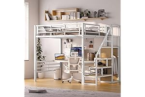 Deluxe Full Size Loft Bed with Stairs & Desk