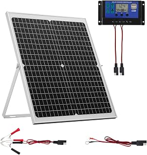 VEVOR 12V Monokristallines Solarpanel-Kit, Solarbatterieladegerät mit intelligentem MPPT-Controller & verstellbarer Halterung, IP67 wasserdicht für Auto, Boot, Wohnmobil, Motorradanhänger