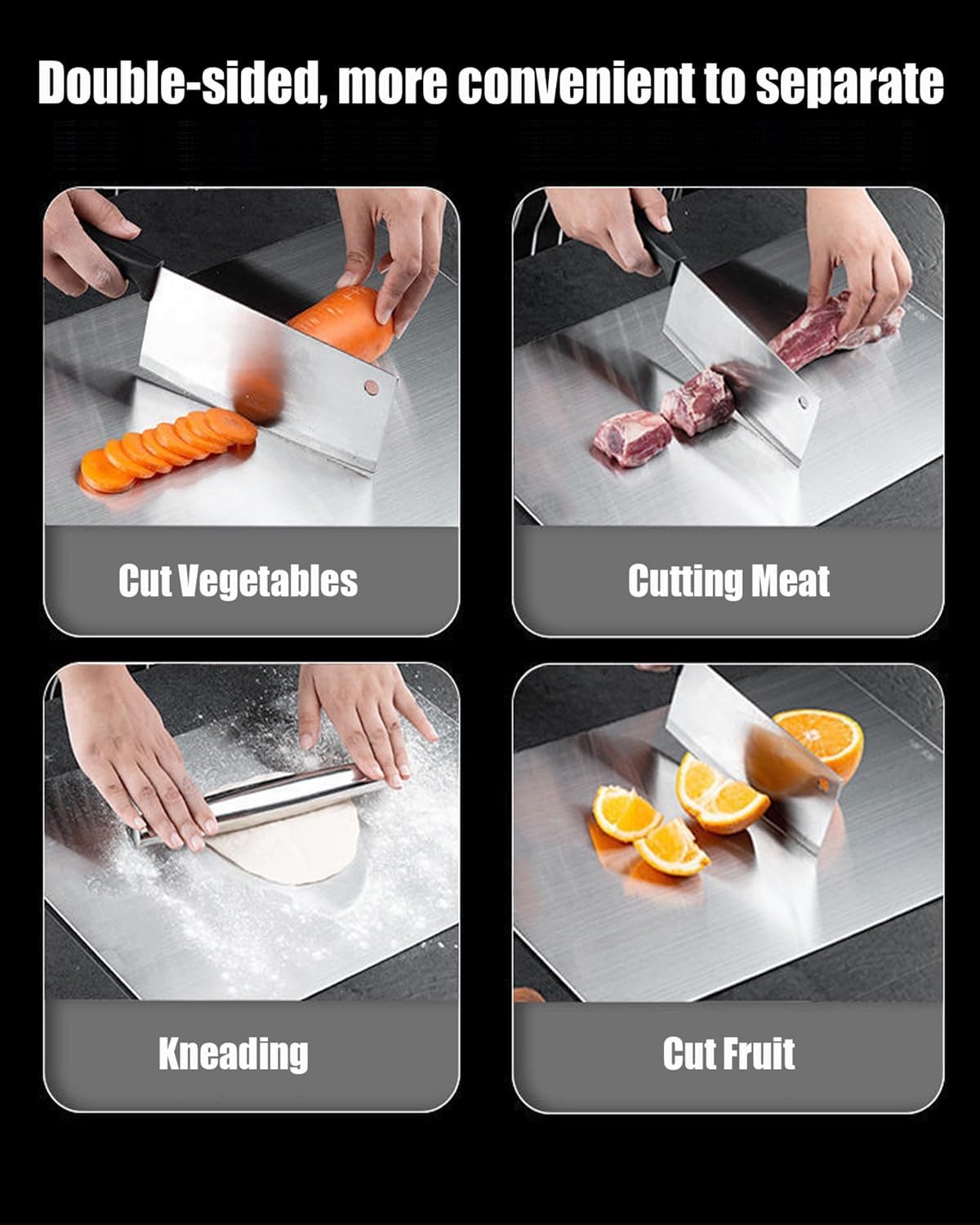 Stainless Steel Cutting Board With Lip, Stainless Steel Countertop Chopping Boards for Kitchen, 304 Stainless Steel Chopping Boards With Lip and Non-Slip for Meat Vegetables Fruits Baking (20''x16'')