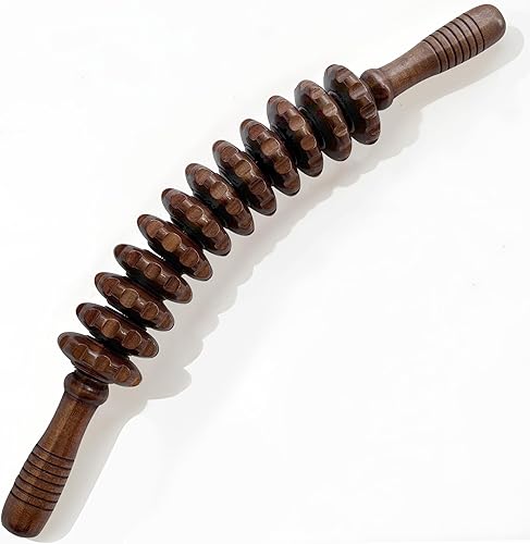 Vista 14 de Rodillo de masaje de terapia de madera con puntos de activación miofasciales de liberación, herramienta de masajeador para reducción de celulitis