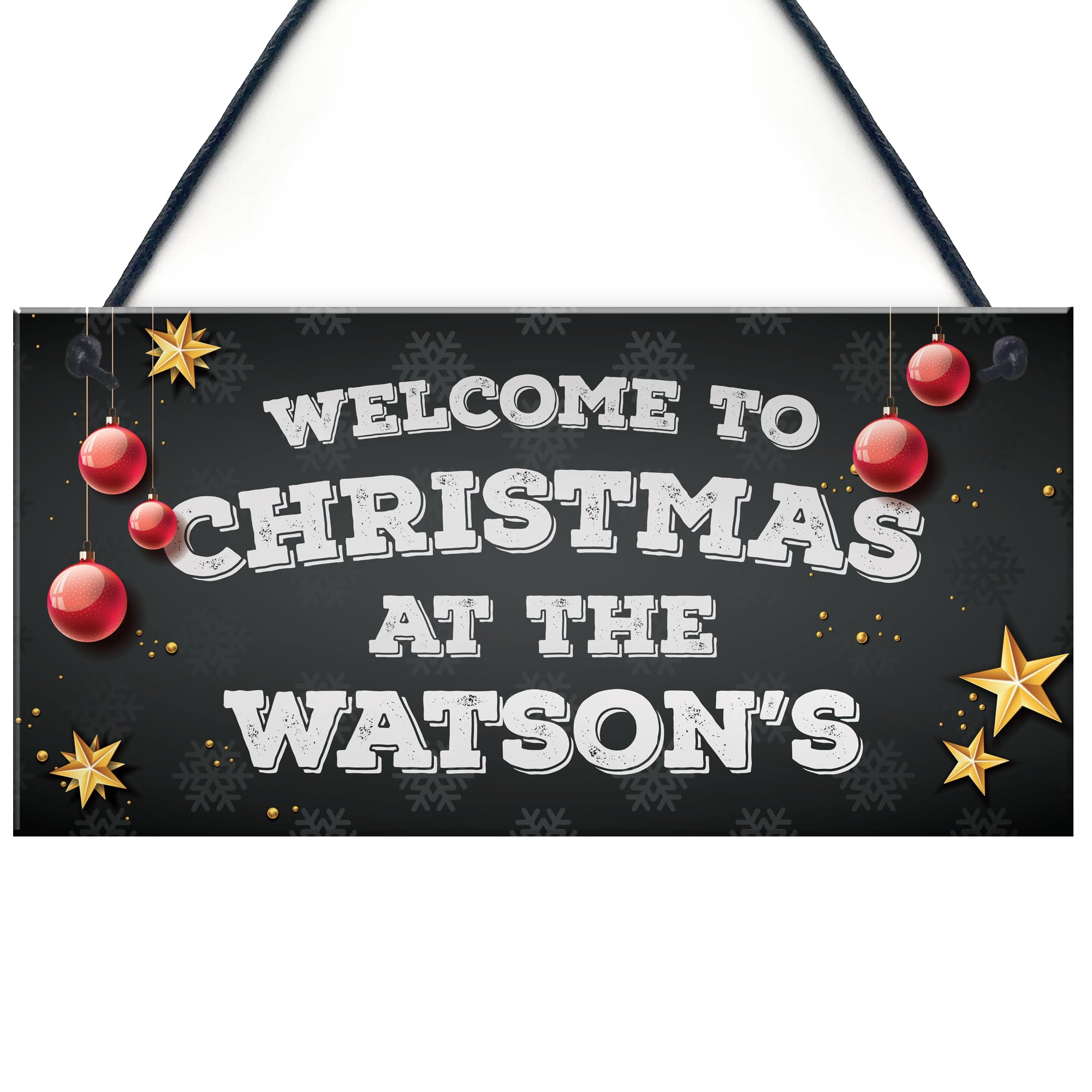 Red Ocean Christmas at the 'Surname' Welcome Plaque Personalised Gift Hanging Sign Decoration Secret Santa Idea