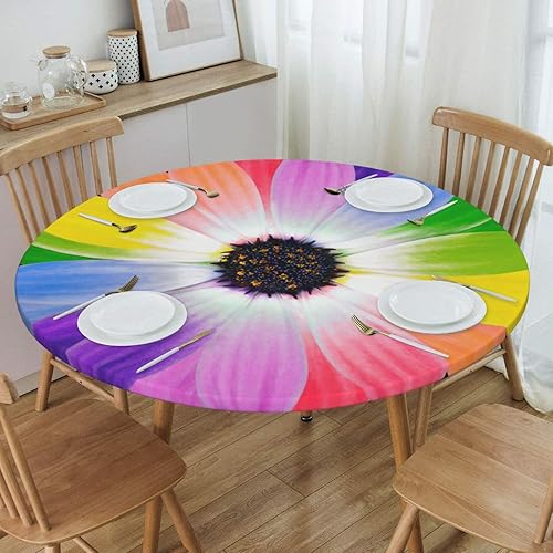 Vista 53 de Delerain Mantel redondo ajustable de bolas de Navidad, mantel redondo impermeable con borde elástico, lavable, para interiores y exteriores, se