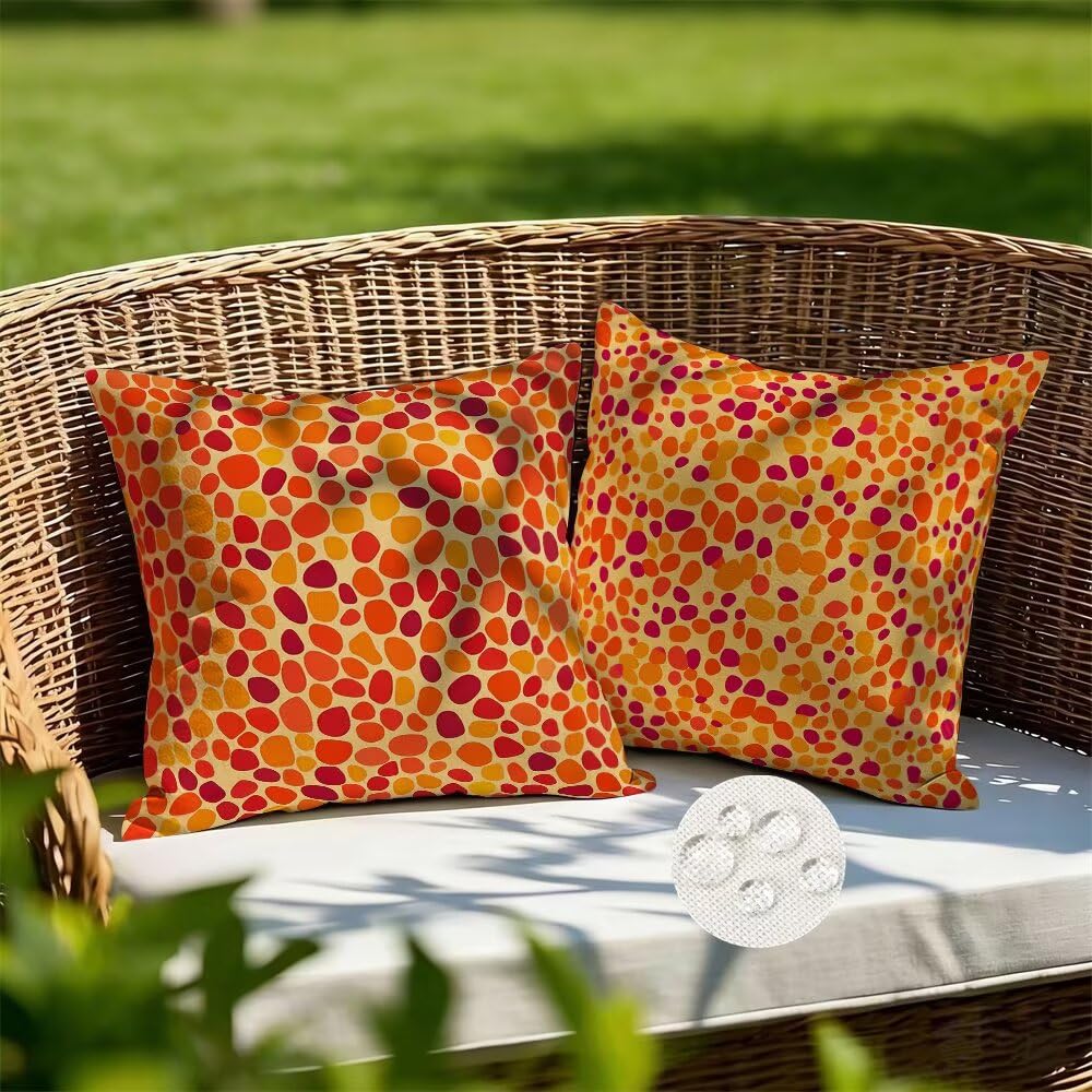 Federe Cuscini da Esterno Impermeabili 65x65 Arancione Copri Cuscini per Divano Astratto Federa Cuscino Moderno Decorativi Copricuscini per Divano Giardino Soggiorno Copricuscino Set di 2 (IU331)
