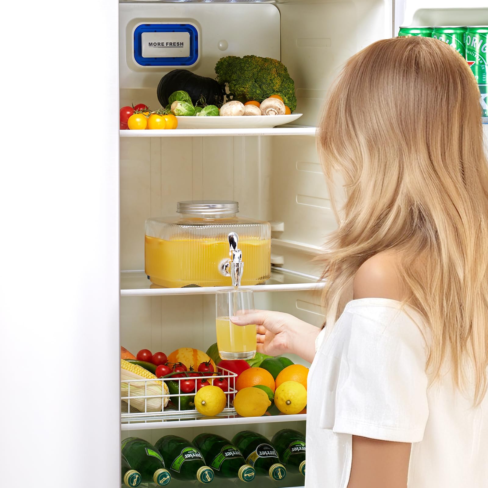 VEVOR Dispensador de Bebidas 3 L para Fiestas, Dispensador de Zumo de Cristal con Grifo y Tapa Antigoteo, para Agua, Té Helado, Limonada y Zumo para Restaurantes, Hoteles y Fiestas, Transparente