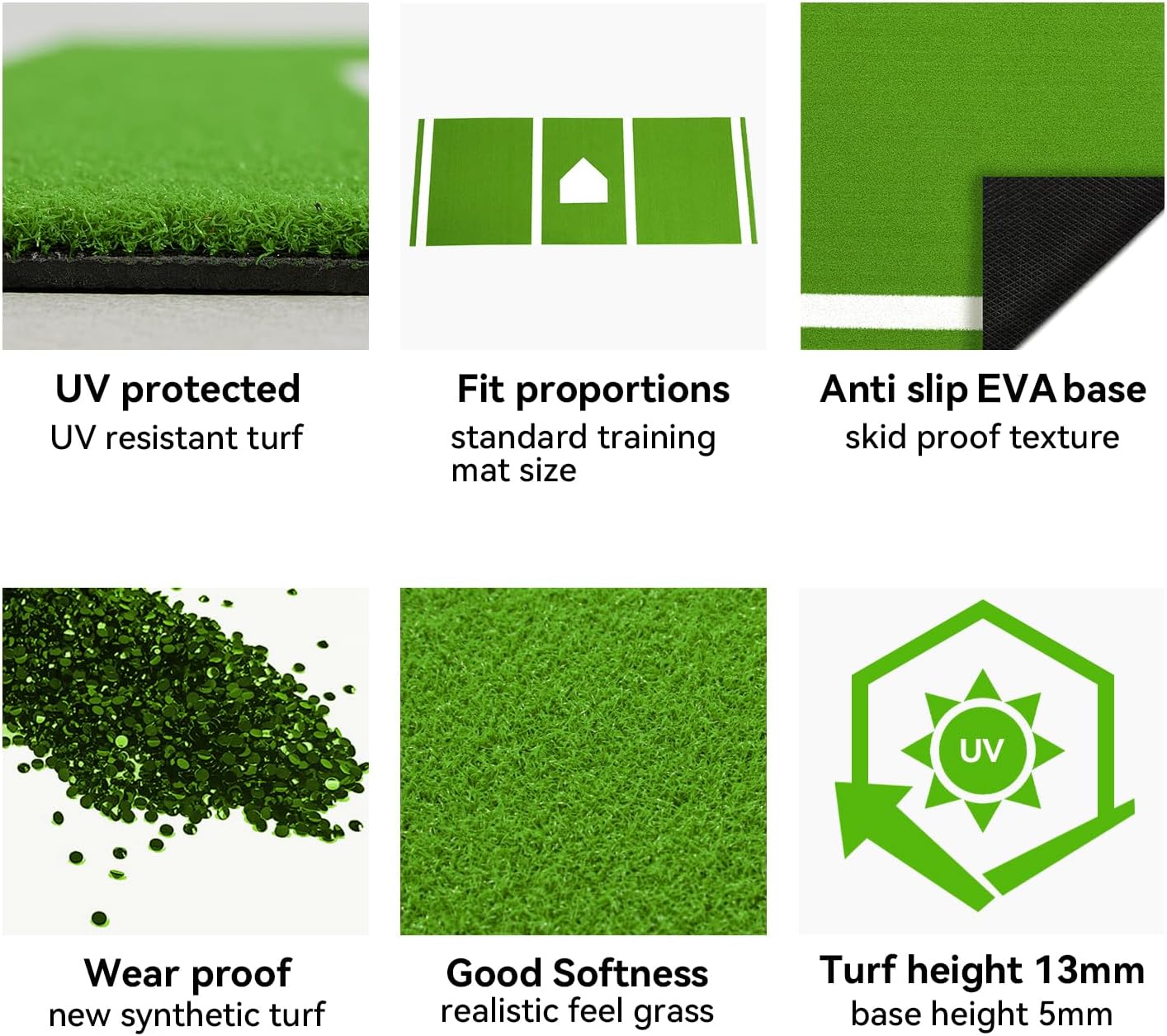 GSK Baseball Hitting Mat 10’x3.8‘ | 12‘x6’ Training Turf Mat Red Green Portable Anti-Slide Back Softball Backyard Adult Kids Batter's Box Practice Thickened Outdoor Exercise Pad Batting Cage Turf Roll
