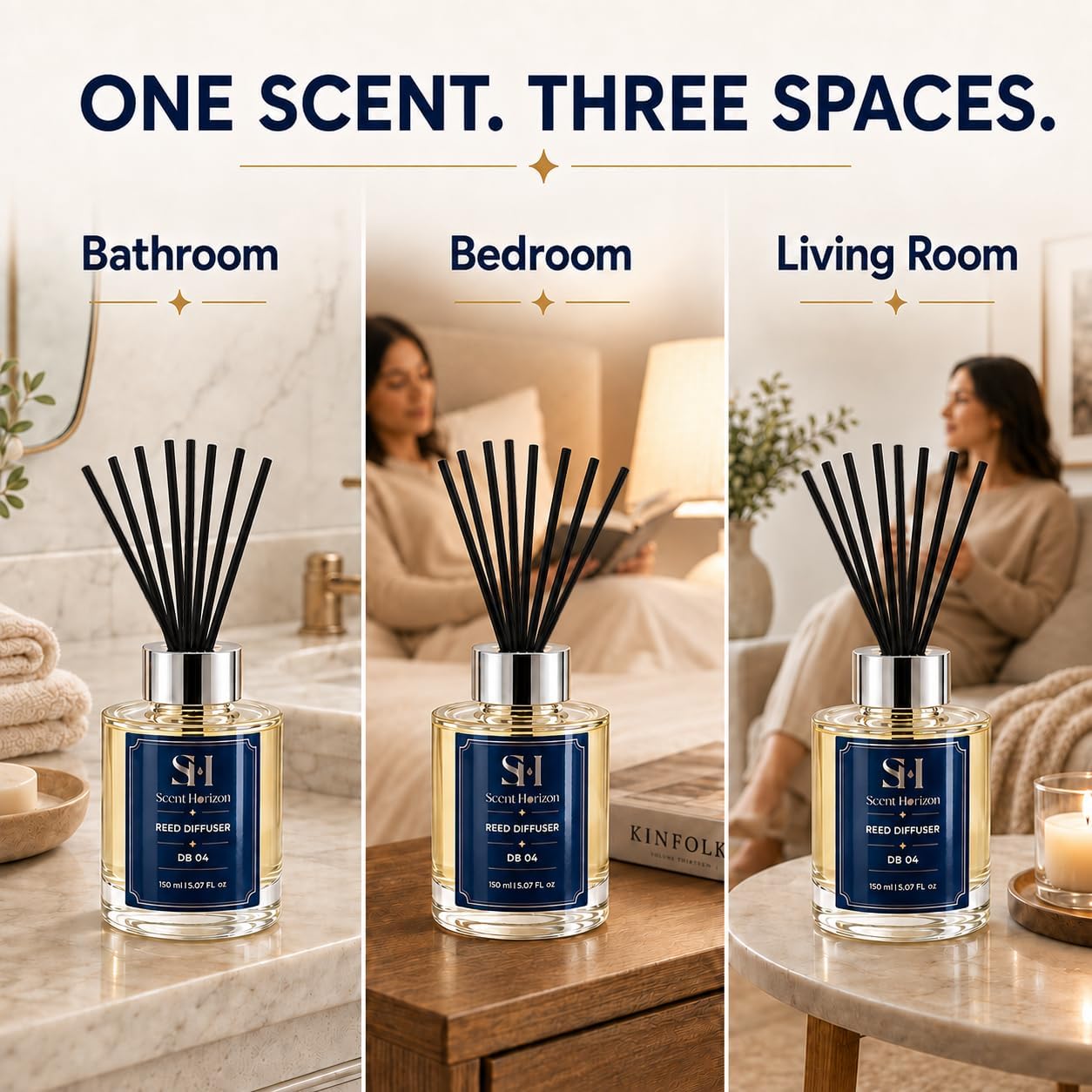 Dubai DB04 Reed Diffuser Set, 2 x 5.07 fl oz (150ml) + Basket