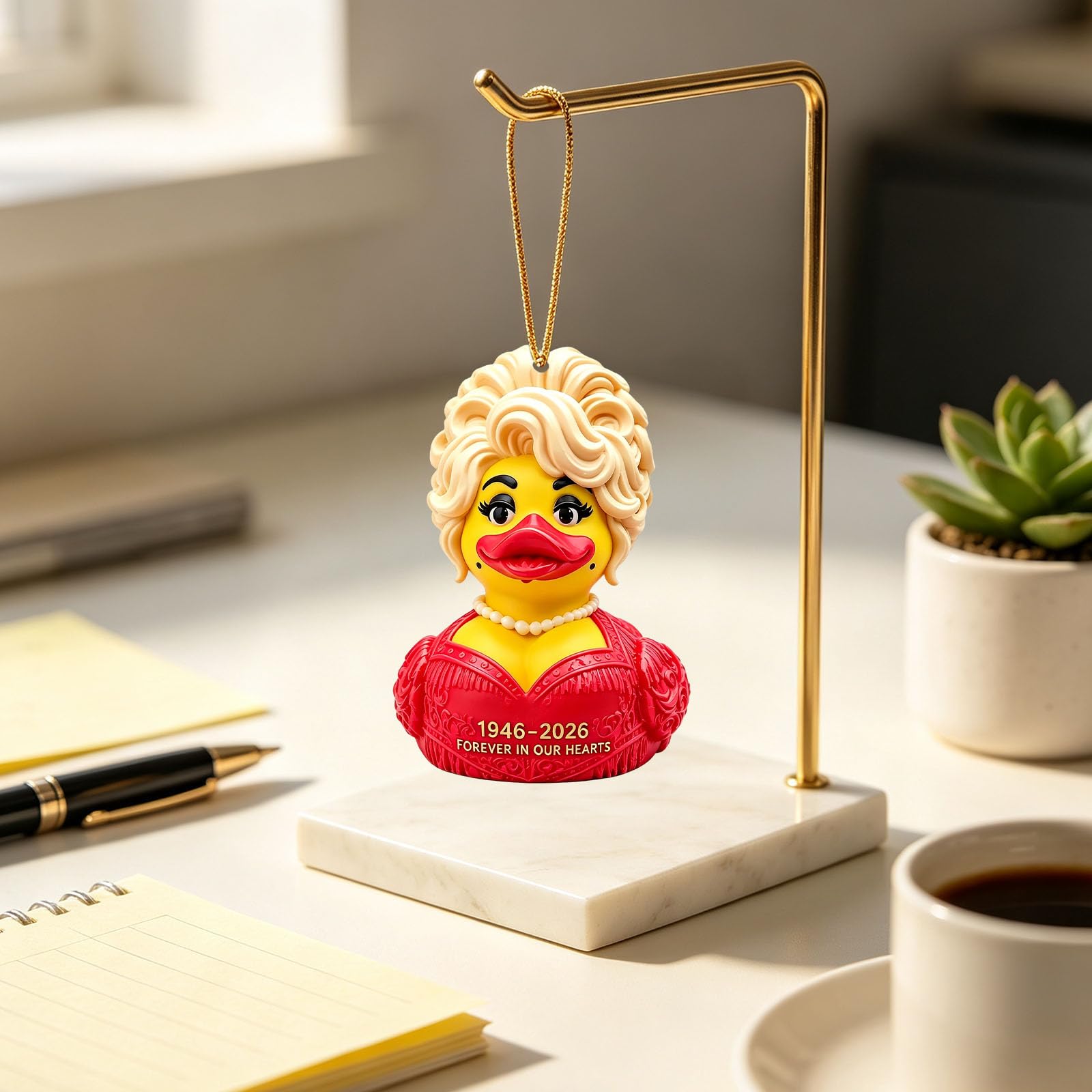 2D Parton Memorial Duck, Dolly Memorial Duck Acrylic Hanging, #H