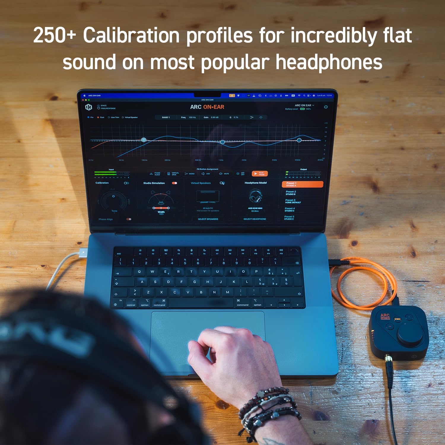 IK Multimedia ARC ON•Ear Portable Headphone Correction System Studio Monitoring DAC Amplifier Virtual Speakers Calibration Profiles 250+ Headphones Standalone Presets - Image 2