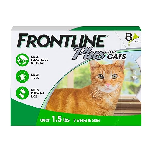Frontline Plus Flea and Tick Treatment for Cats Over 1.5 lbs. 8 Treatments - 8 Count