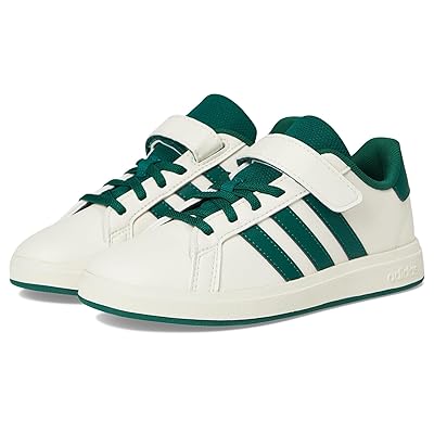 adidas Kids Grand Court 2.0 Elastic Lace Strap Shoes (Little Kid) Kids Shoes White/Collegiate Green/Black