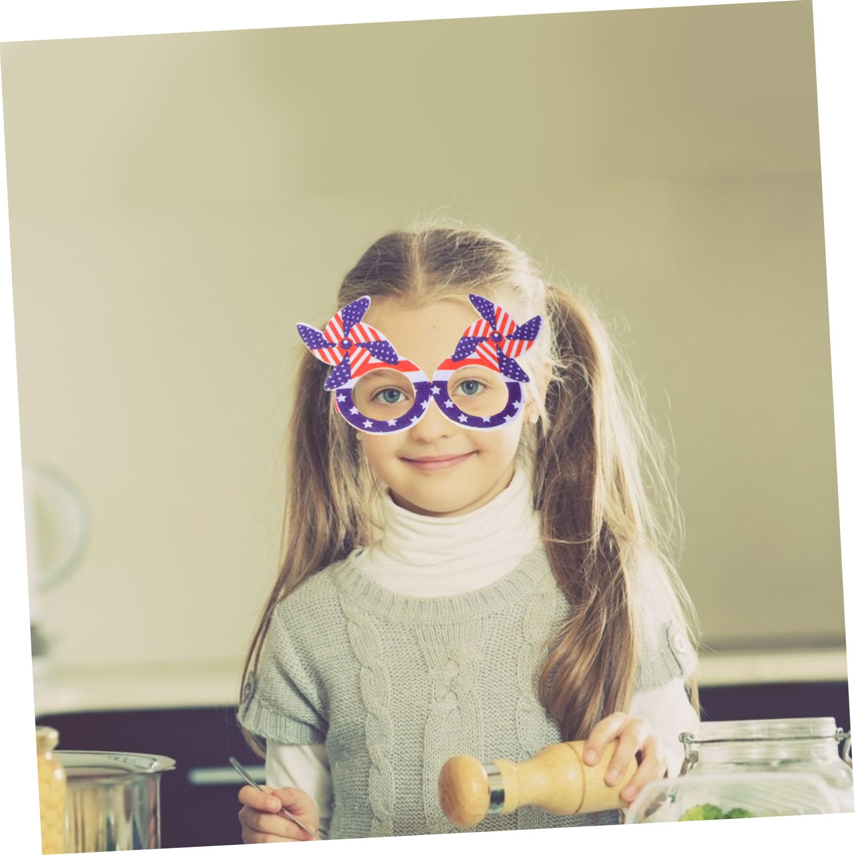 MAGICLULU 2 Ensembles Montures De Lunettes Pour Le Jour De L'Indépendance Rideaux À Franges En Aluminium Guirlandes De Porte En Peluche Décorations De Nouveauté Pour 12 pièces * 2