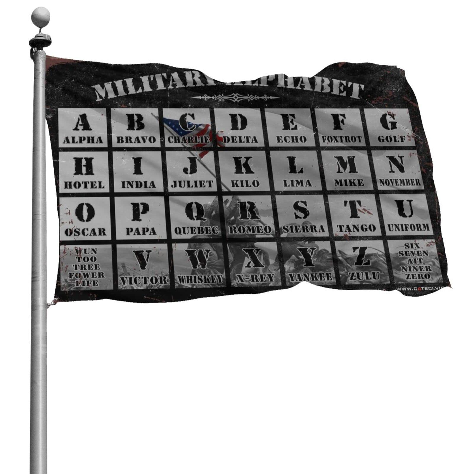 Drapeau alphabet militaire et drapeaux d'automne de maison