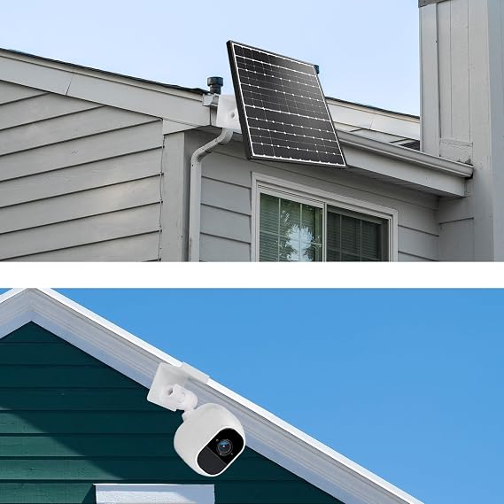 lasuroa Adjustable Solar Panel Gutter Mount, Aluminum Alloy Ring Solar Security Camera Gutter Mounting with 360° Swivel for Arlo HD Arlo Light Ring Panel 2.4W 4W (White)