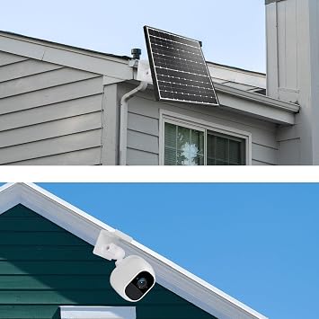 lasuroa Adjustable Solar Panel Gutter Mount, Aluminum Alloy Ring Solar Security Camera Gutter Mounting with 360° Swivel for Arlo HD Arlo Light Ring Panel 2.4W 4W (White)