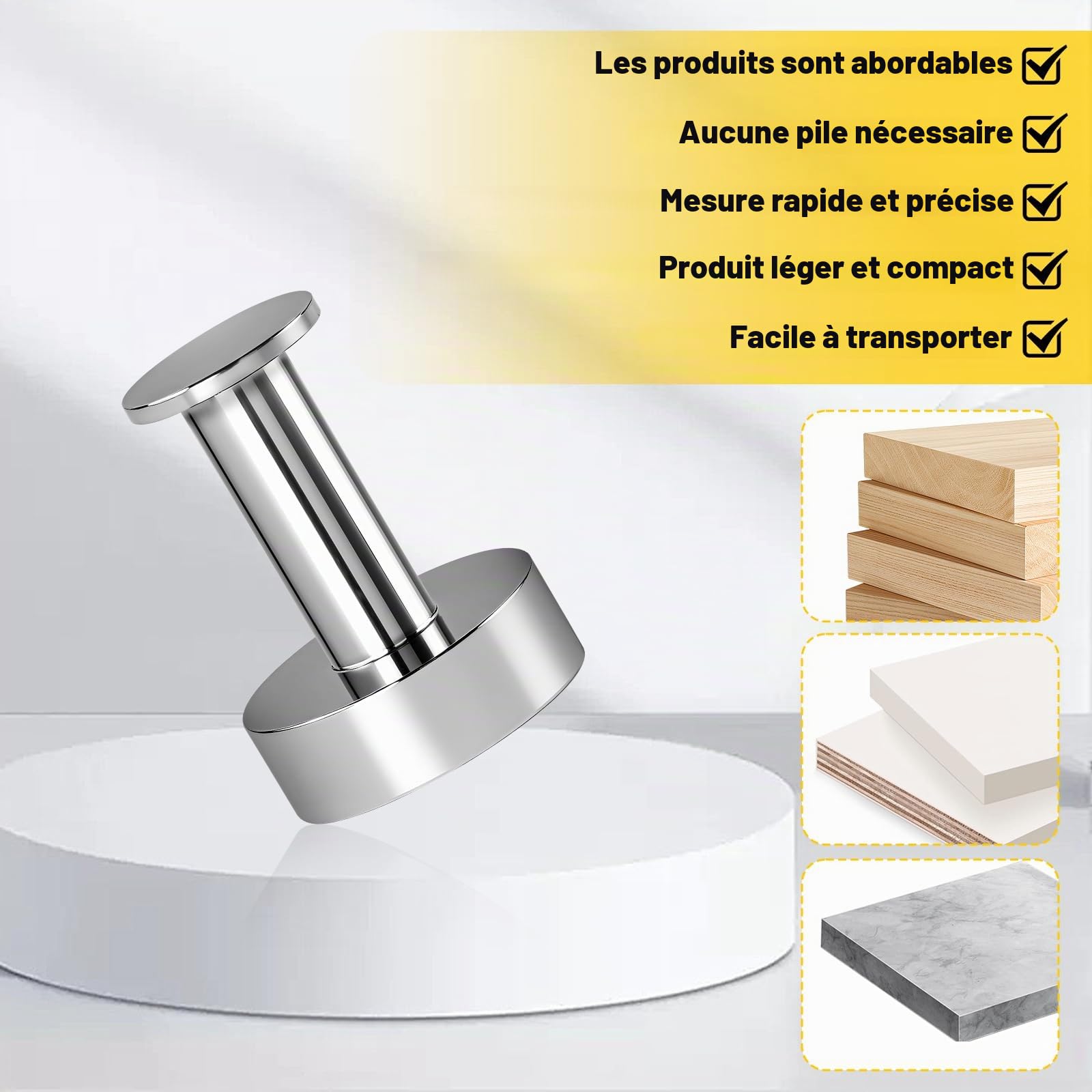 Aimant Neodyme Puissant pour Détection de Rail Placo, Aimant pour Placo Puissant Detecteur de Rail et Montant dans Cloison, Outil Ideal pour Gypsum Board Installers, Electricians, Plumbers, etc.