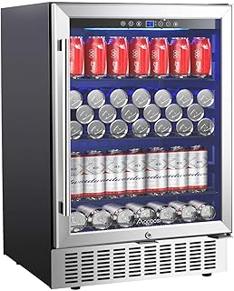 AAOBOSI 24 Inch Beverage Cooler, 164 Cans Freestanding and Built-in Beverage Refrigerator with Advanced Cooling System, Ad...