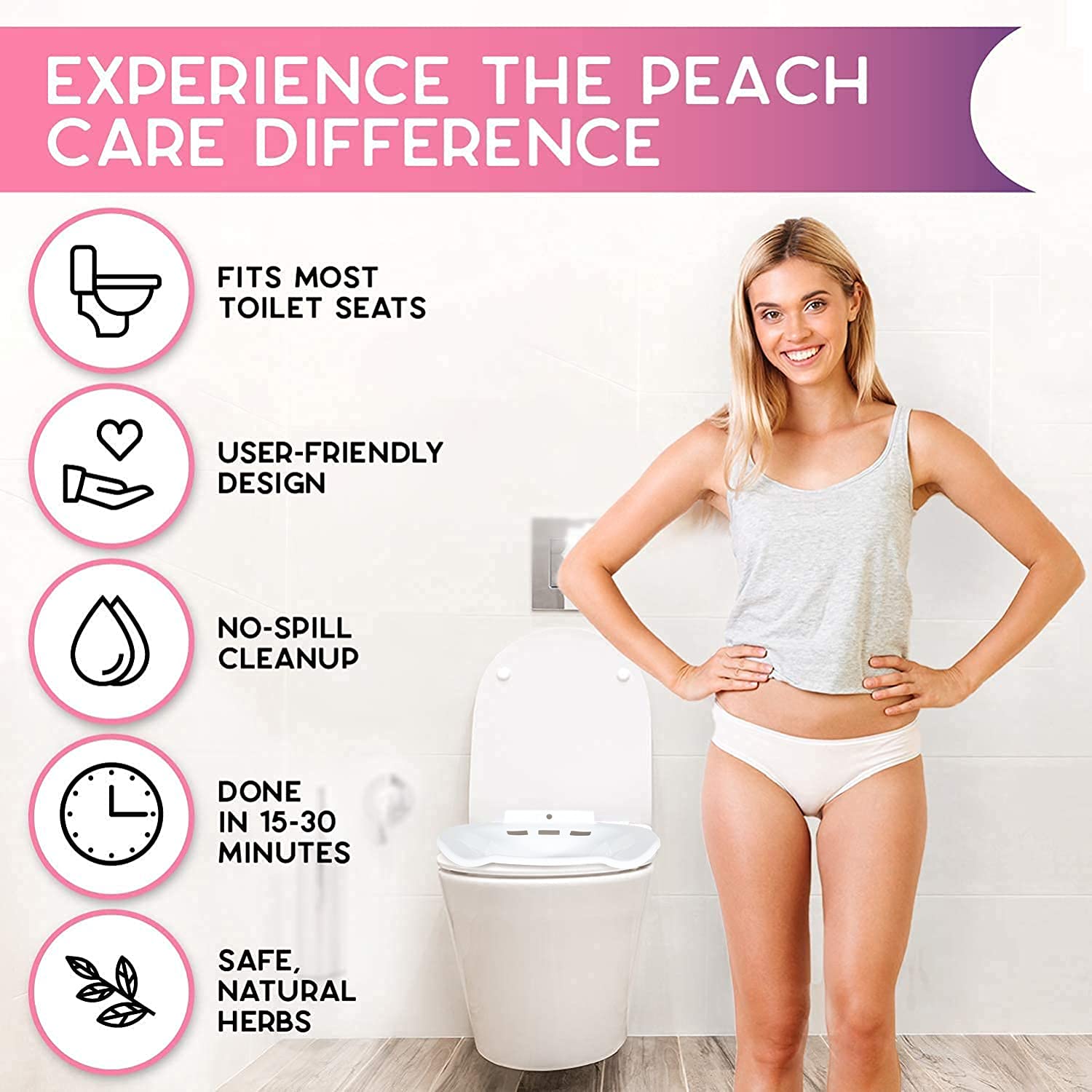 Peach Care Sitz Bath Seat & Yoni Steam Herbs Over The Toilet Vaginal