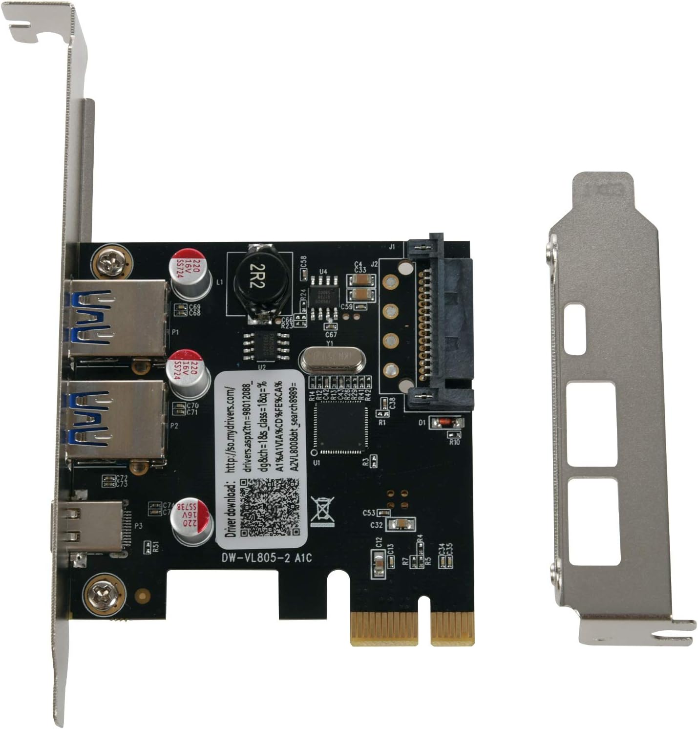 Naliovker Usb 3.1 Type C Pcie Expansion Card Pci-E To 1 Type C And 2 Type A 3.0 Usb Pci Express Controller Hub For Desktop Pc