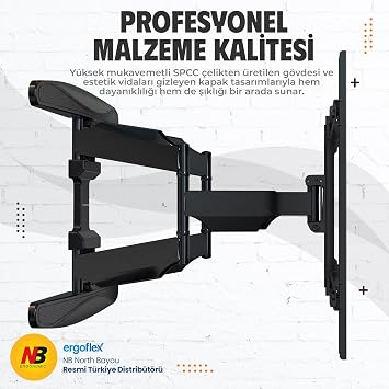 North Bayou NB P65 Ergonomic Ultra Ince 55–85 Uyumlu Profosyonel Büyük Ekranlar İçin Hareketli Tv Askı Aparatı