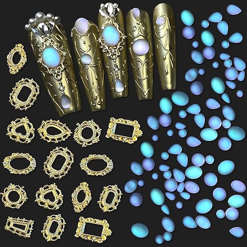 50Pcs Mix Shape Size Translucent Blue Tears Nail Rhinestones for