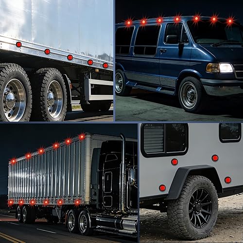 Miniatura 6 de Nilight Luz de marcador redonda de 2.5 pulgadas, 2 unidades, 13 luces LED rojas, montaje empotrado con ojal, coleta, cableado, cumple con DOT