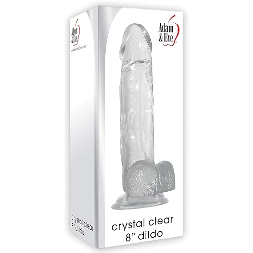 Adam & Eve Crystal Realistic Dildo, Suction Cup Base, 8", Clear - Clear - 8"
