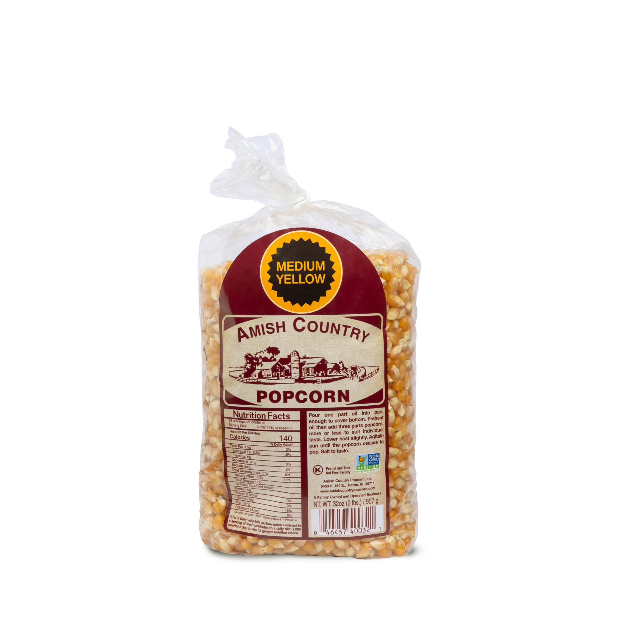Amish Country Popcorn | 2 lb Bag | Medium Yellow Popcorn Kernels | Old Fashioned, Non-GMO and Gluten Free (Medium Yellow - 2 lb Bag)