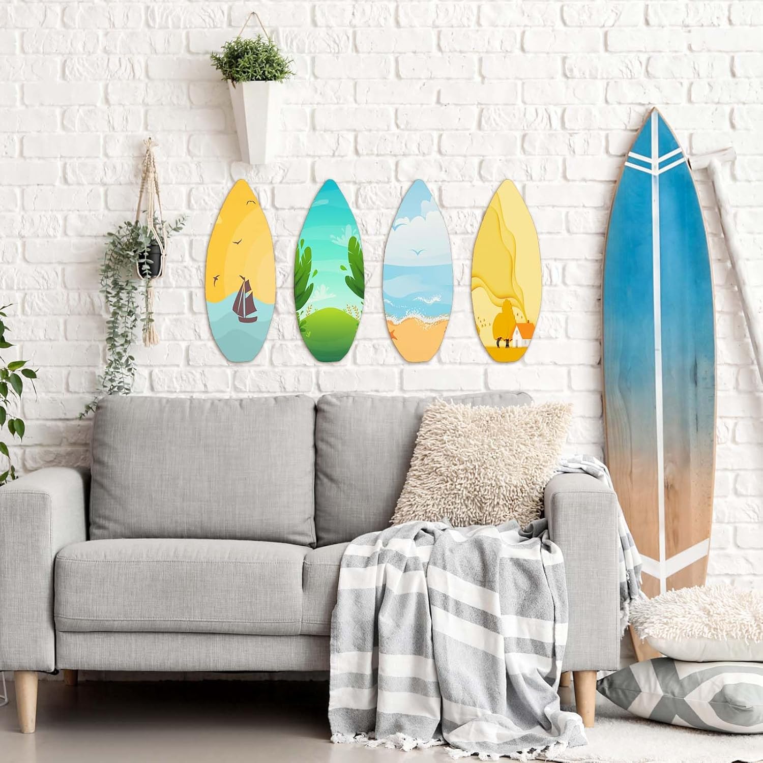 Sratte 6 Pcs Blanks Wood Surfboard for Decorating Unfinished Surfboard Wall Cutouts DIY Craft for Art Creation Graffiti Painting Home Hanging Decoration (13.78 x 5.51 Inches,Multicolor)