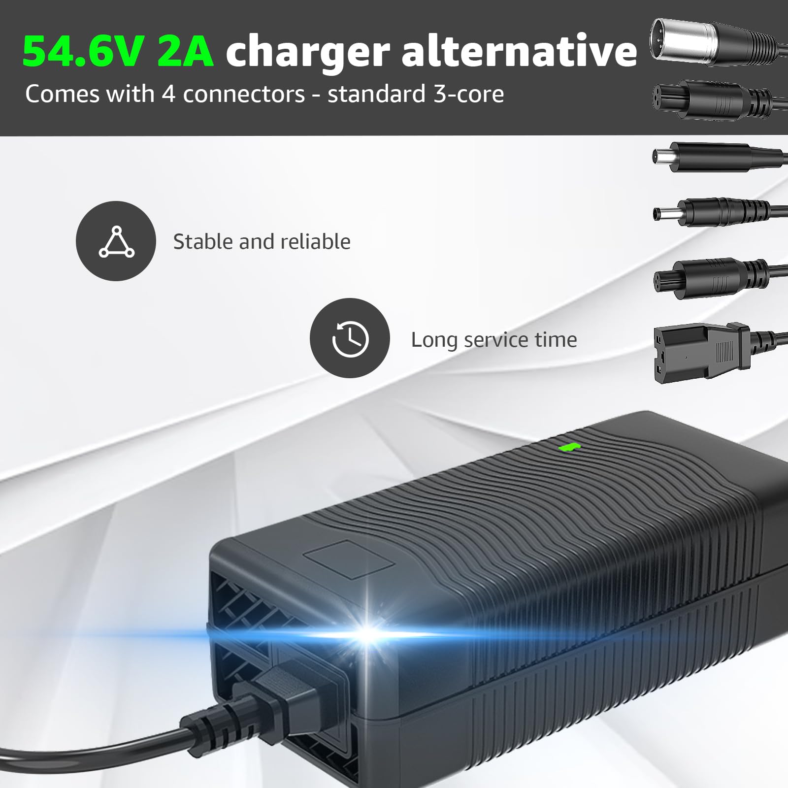 Cargador de batería de litio de 48 V, 54,6 V, 2 A, repuesto para Jetson, Gotrax, Razor, Ninebot, Segway, Swagtron, Hiboy, con 6 enchufes