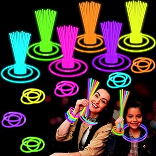 Leetous 50-Pack 8" Glow Sticks with Connectors - Neon Light Up Bracelets Necklaces for Kids Parties, Camping, Birthdays, Weddings