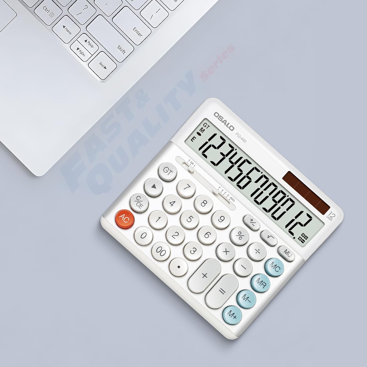 OSALO Desktop Calculator Extra Large Display 12-Digit Big Buttons Accounting Calculators Battery & Solar for Office Business (FQ-450 Extra Large)