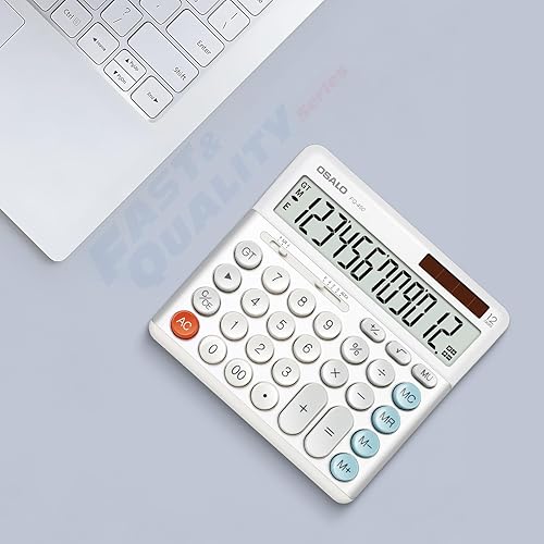 Miniatura 7 de OSALO Calculadora de escritorio con pantalla extra grande de 12 dígitos, botones grandes, calculadoras contables, batería y energía solar para