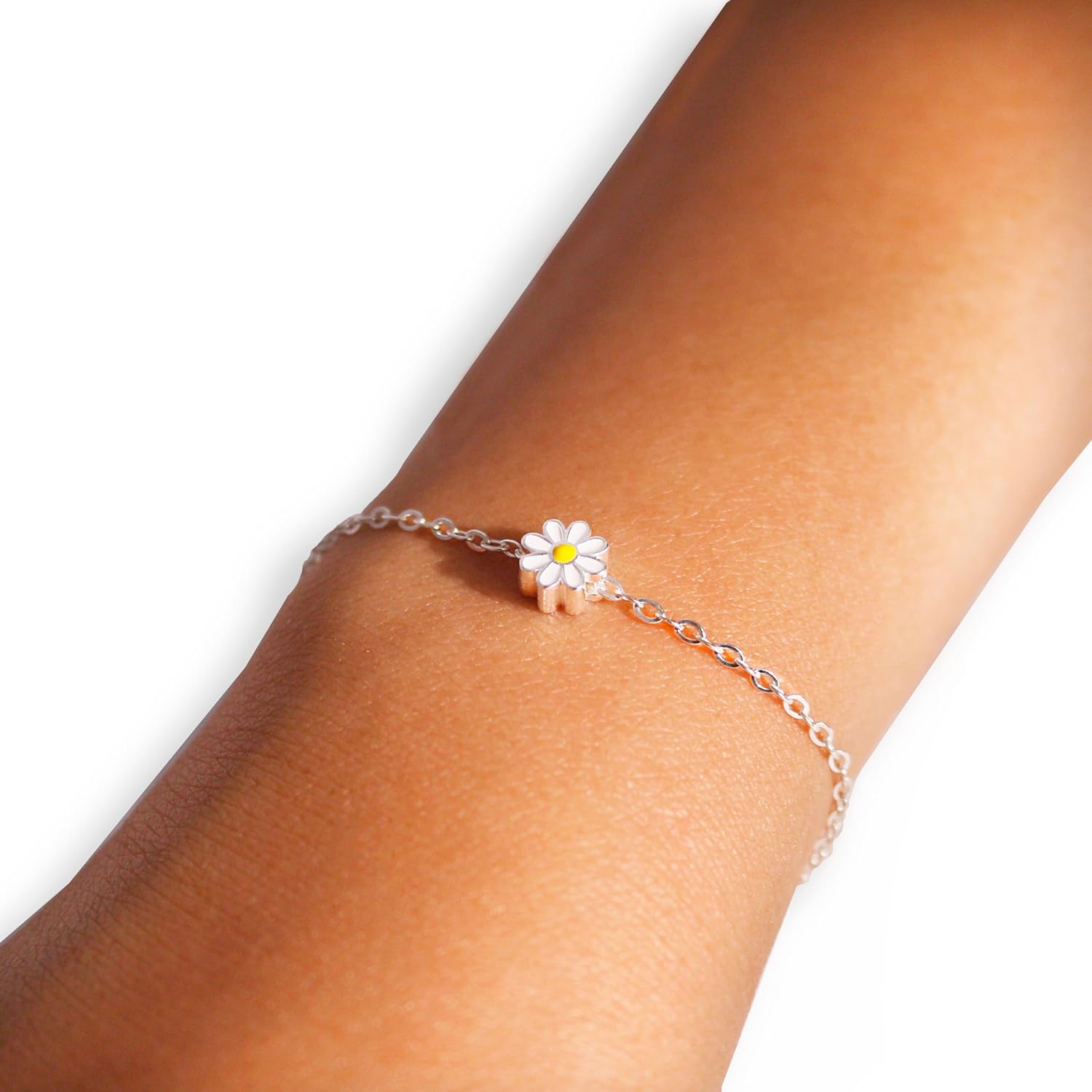 Sterling Silver Daisy Bracelet Dainty and Cute Flower Bracelets 925 Silver Best Gift for Her