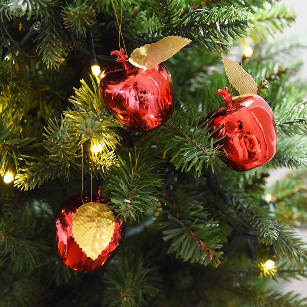 Happyyami 9pcs Mini Apple Ornaments Hanging Christmas Tree Baubles for Xmas Party Holiday Valentine's Day Decoration Red 4cm - Image 3