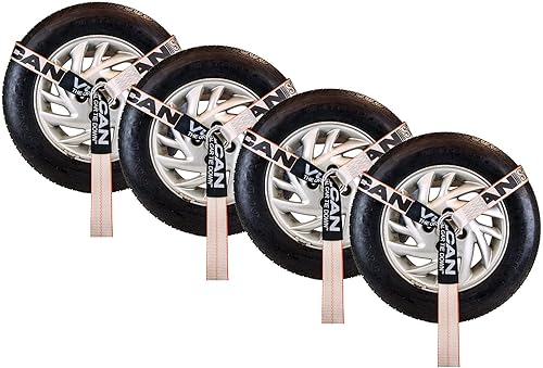 VULCAN Arnés de neumático para ruedas con junta tórica universal, estilo lazo, 2 pulgadas x 96 pulgadas, paquete de 4 unidades, serie plateada,