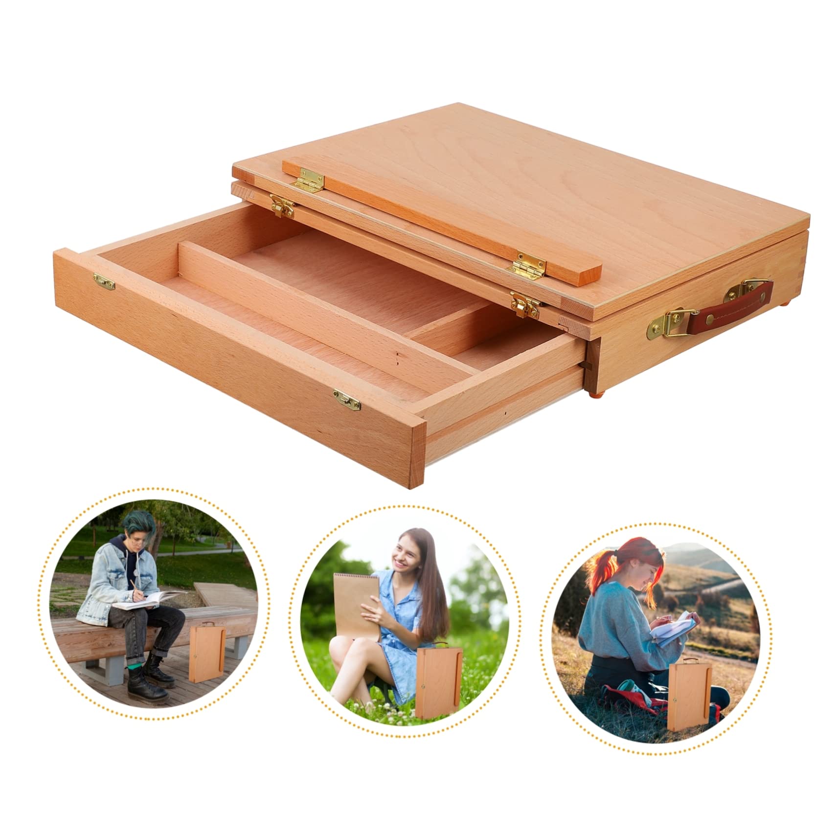 Caballete de mesa portátil para pintores aficionados, caja de madera, caballete de pintura con cajón, ideal para pintura al óleo, suministros de arte para artistas
